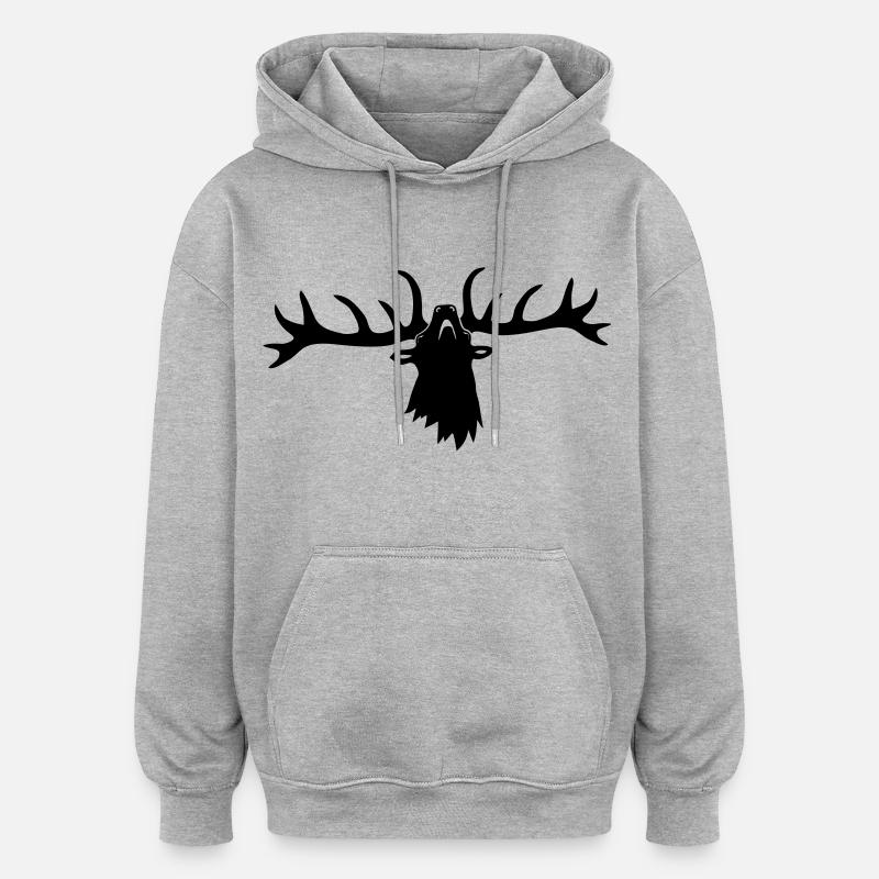 appréhender cerf bois chasseur - Sweat à capuche oversize unisexe - gris chiné