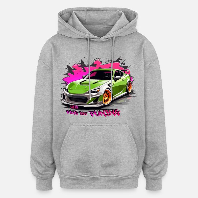 Mon truc, c’est le tuning - Sweat à capuche oversize unisexe - gris chiné
