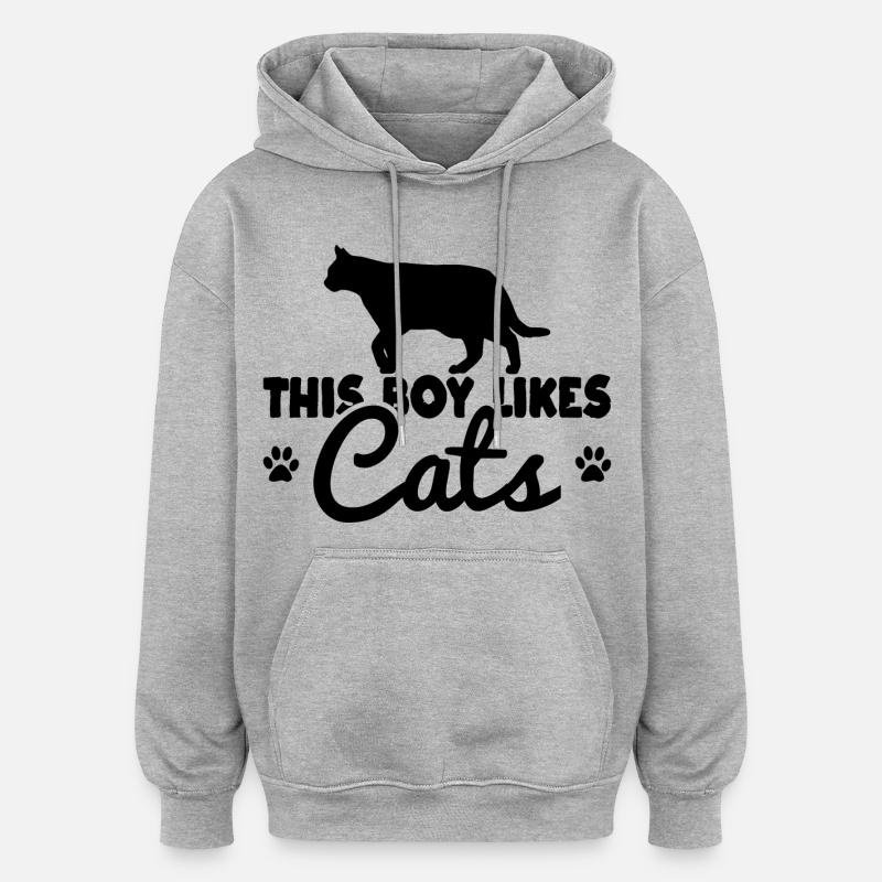 Garçon chat - Sweat à capuche oversize unisexe - gris chiné