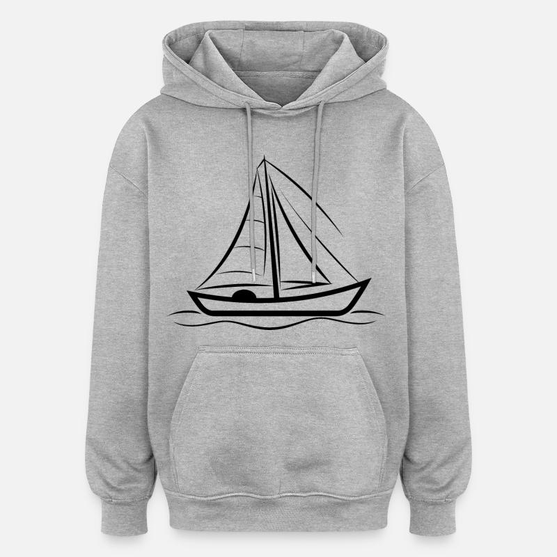 Dessin de voilier - Sweat à capuche oversize unisexe - gris chiné