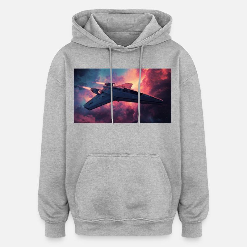 Astronef - Sweat à capuche oversize unisexe - gris chiné