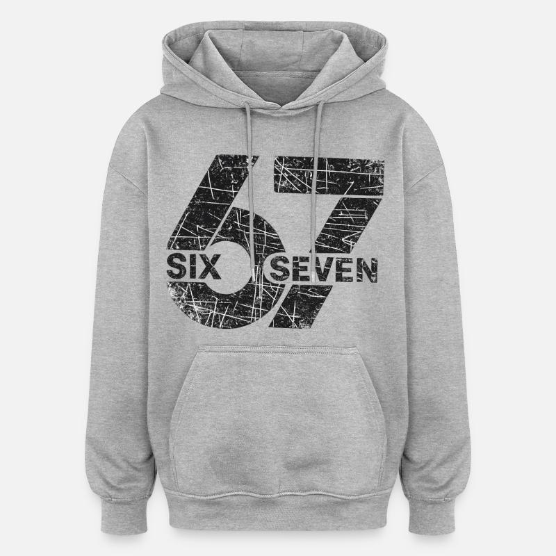 67 Six Sept - Sweat à capuche oversize unisexe - gris chiné