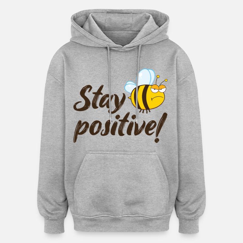 Stay Positive Grumpy Bee Humoroutfit - Oversized luvtröja unisex - gråmelerad