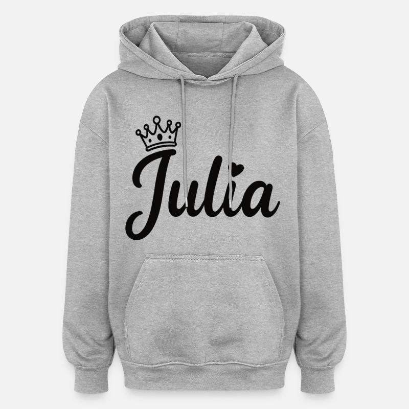 Juliette Nom Couronne Calligraphie personnalisée - Sweat à capuche oversize unisexe - gris chiné