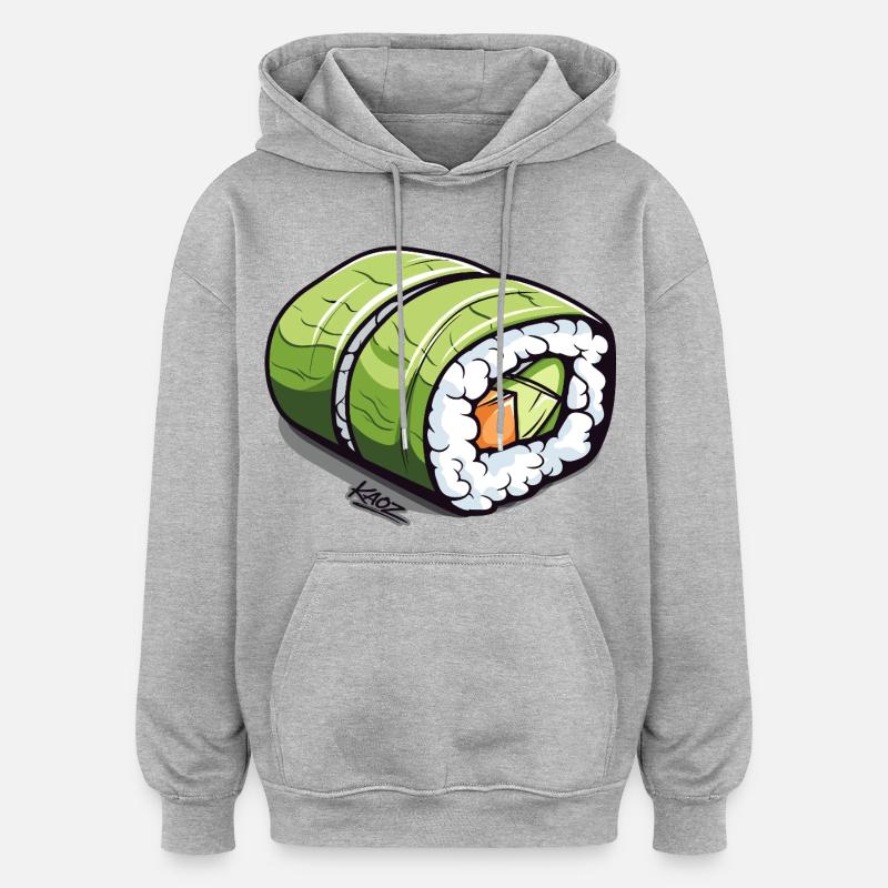 Rouleau à sushi vert émeraude - Sweat à capuche oversize unisexe - gris chiné