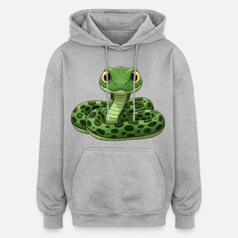 Serpent de dessin animé mignon - Sweat à capuche oversize unisexe - gris chiné