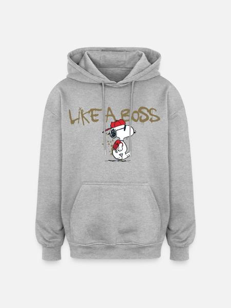 Jordnødder Snoopy som en chef Cool Siger - Oversize unisex hoodie - grå meleret