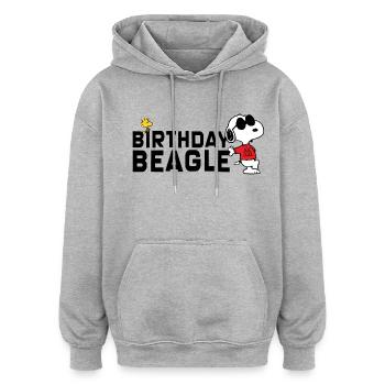 Peanuts Geburtstagsdesign Birthday Beagle Snoopy - Oversized Unisex Hoodie - Grau meliert - Vorne - Noah (186cm)