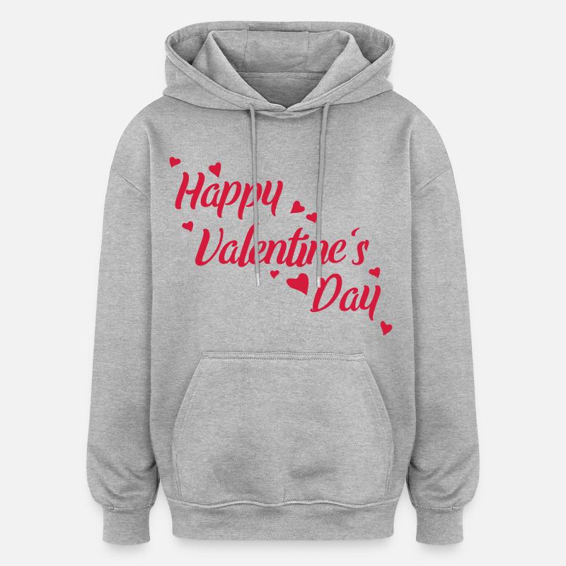Saint Valentin - Sweat à capuche oversize unisexe - gris chiné