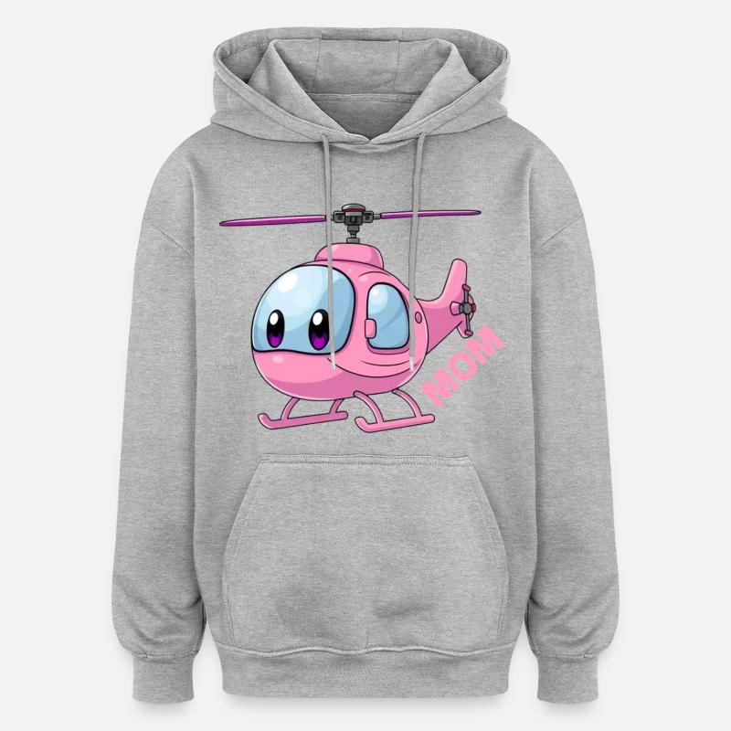 Mère hélicoptère - Sweat à capuche oversize unisexe - gris chiné