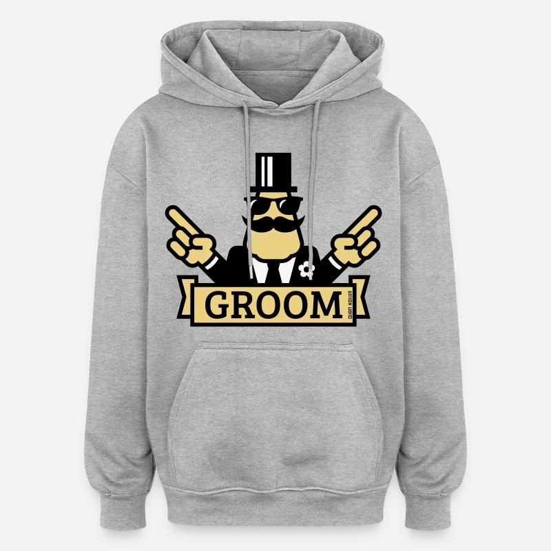 Zeigender Bräutigam (Junggesellenabschied / Junggesellenabschied / 3C) - Oversized Unisex Hoodie - Grau meliert