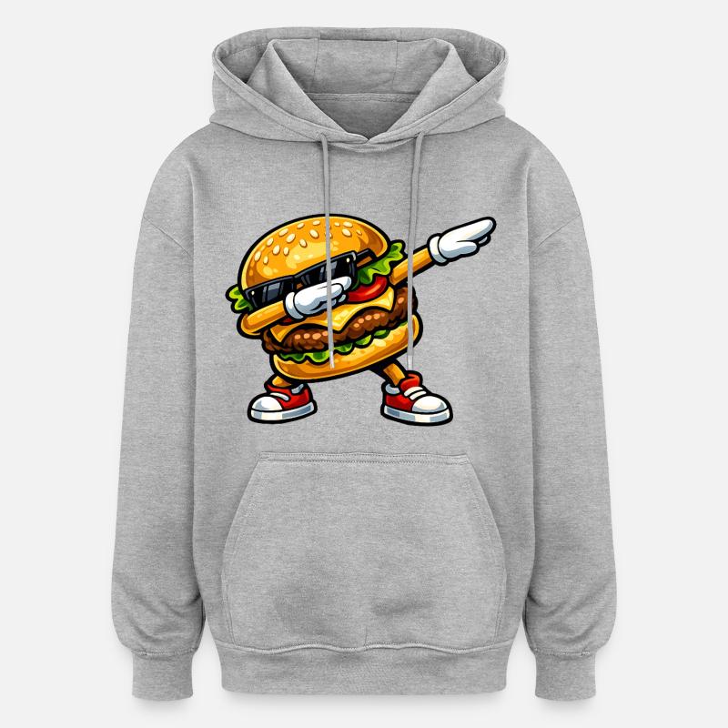 Dab Hamburger - Sweat à capuche oversize unisexe - gris chiné