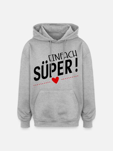 Süper - Oversized Unisex Hoodie - Grau meliert