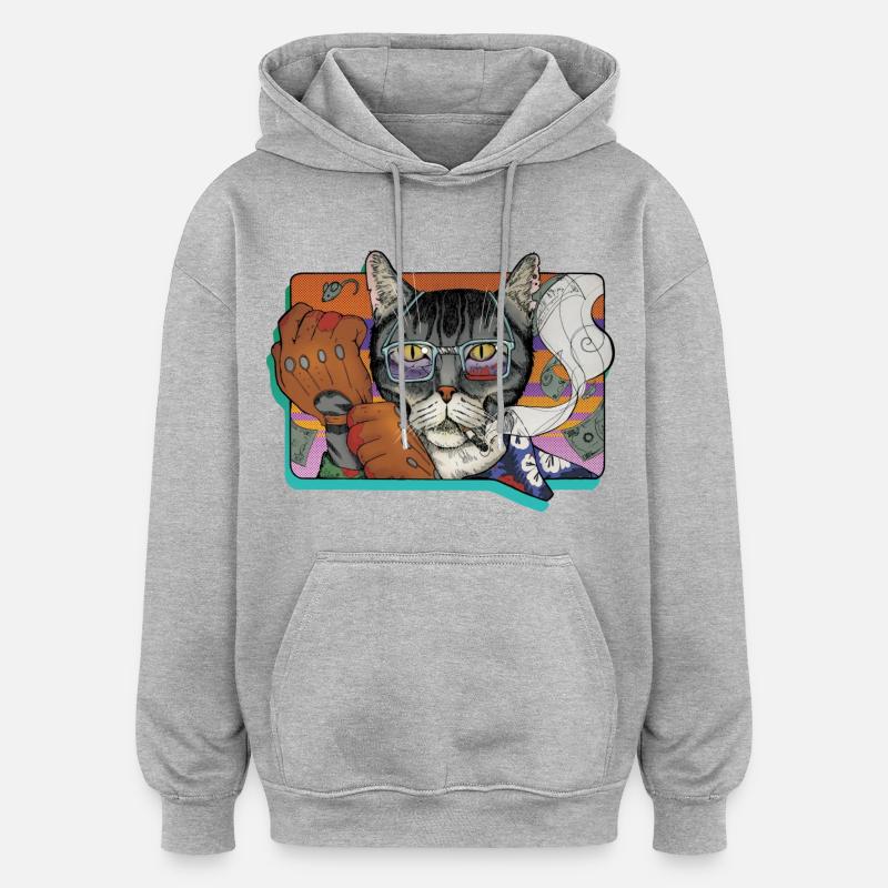 Cat criminalité - Sweat à capuche oversize unisexe - gris chiné