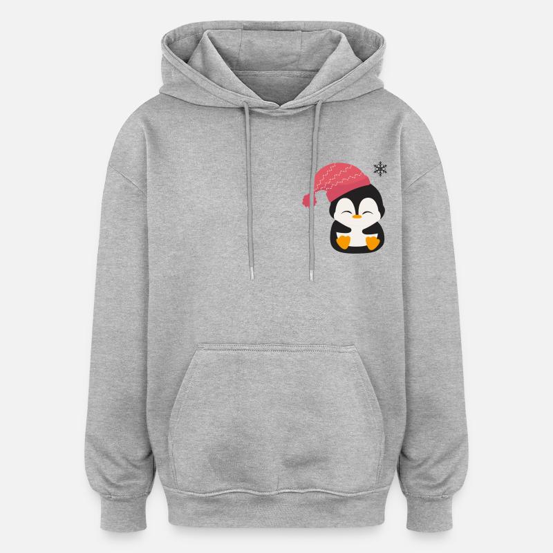 Pinguin - Oversized Unisex Hoodie - Grau meliert