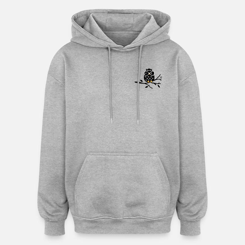 Eule - Oversized Unisex Hoodie - Grau meliert