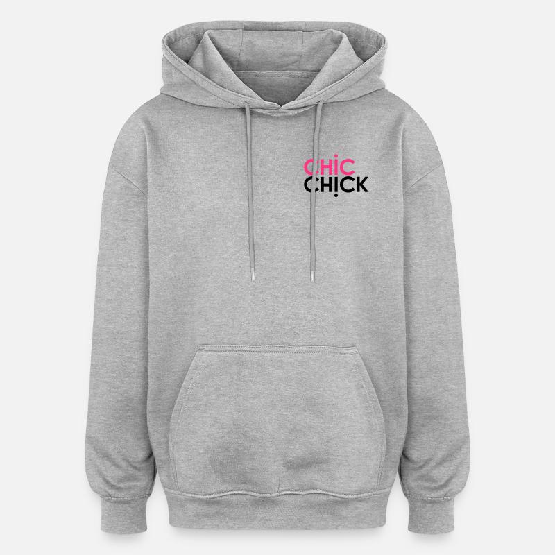 Chic Chick - Sweat à capuche oversize unisexe - gris chiné