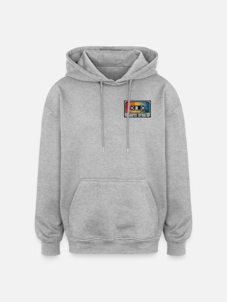 Cassette arc en ciel rétro - Sweat à capuche oversize unisexe - gris chiné