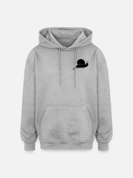 Escargot Sourire Ligne Simple - Sweat à capuche oversize unisexe - gris chiné