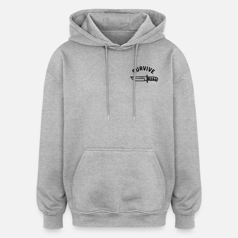 Survive - Couteau - Sweat à capuche oversize unisexe - gris chiné