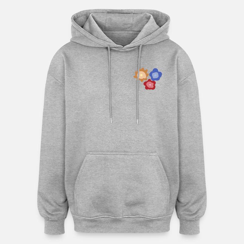 Cercles de fleurs abstraits - Sweat à capuche oversize unisexe - gris chiné