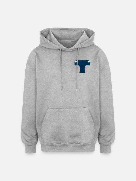 Mitternachtsblauer stilisierter Hammerhai-Kopf - Oversized Unisex Hoodie - Grau meliert