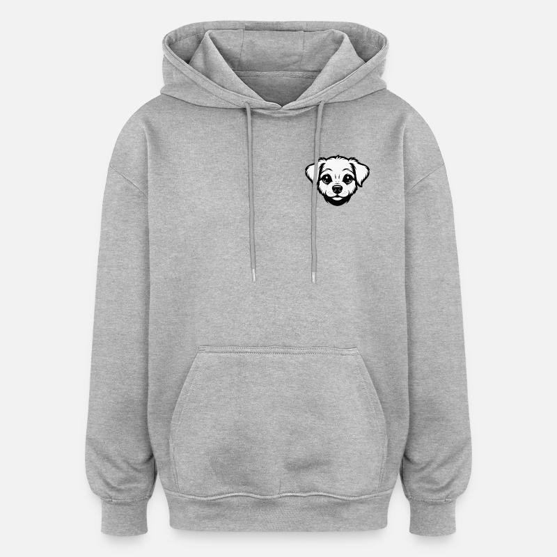 Un design de chiot mignon - Sweat à capuche oversize unisexe - gris chiné