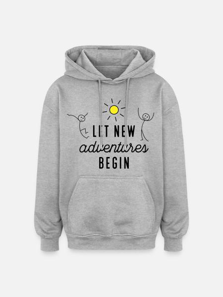 Adventure or new beginning - Oversized Unisex Hoodie - heather grey