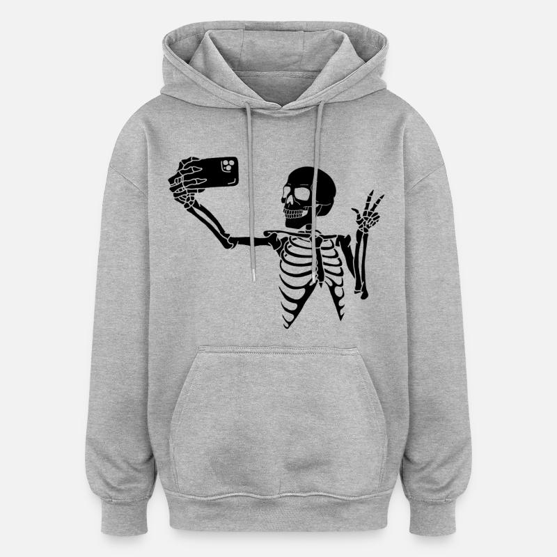 Selfie mortel (noir) - Sweat à capuche oversize unisexe - gris chiné