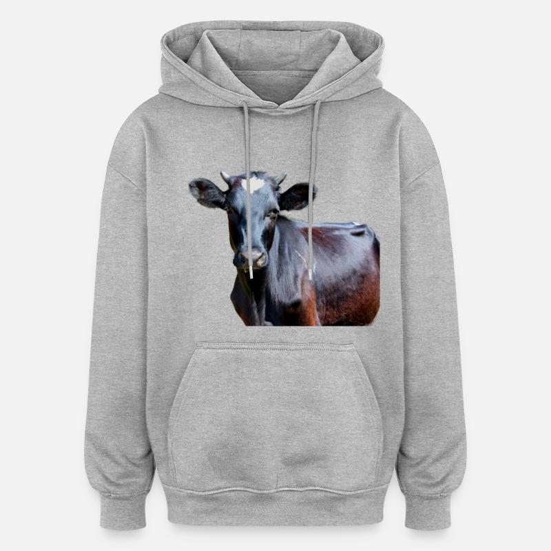 Vache - Sweat à capuche oversize unisexe - gris chiné