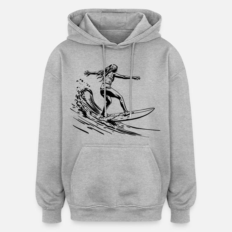 Surfeuses - Sweat à capuche oversize unisexe - gris chiné