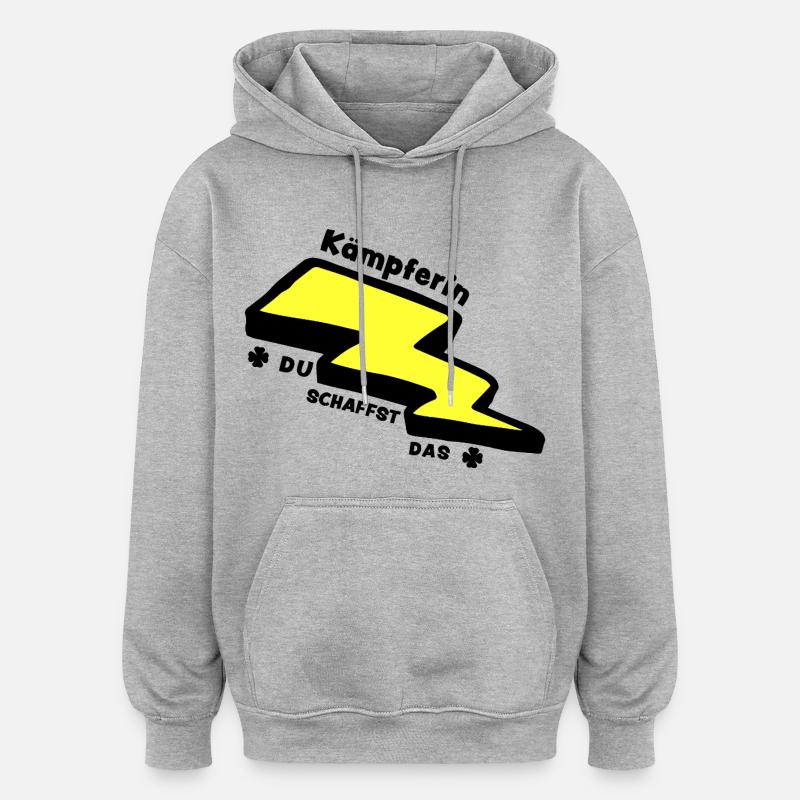 Glücksbringer: Kämpferin - Du schaffst das! - Oversized Unisex Hoodie - Grau meliert