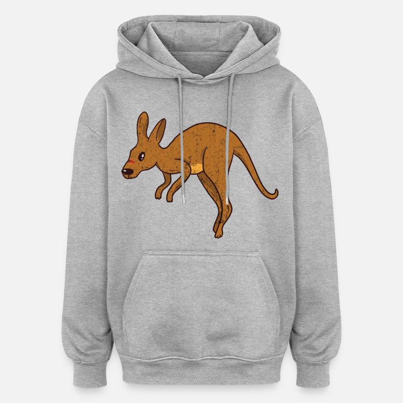 Kangaroo Vintage Rust Texture - Oversized Unisex Hoodie - heather grey