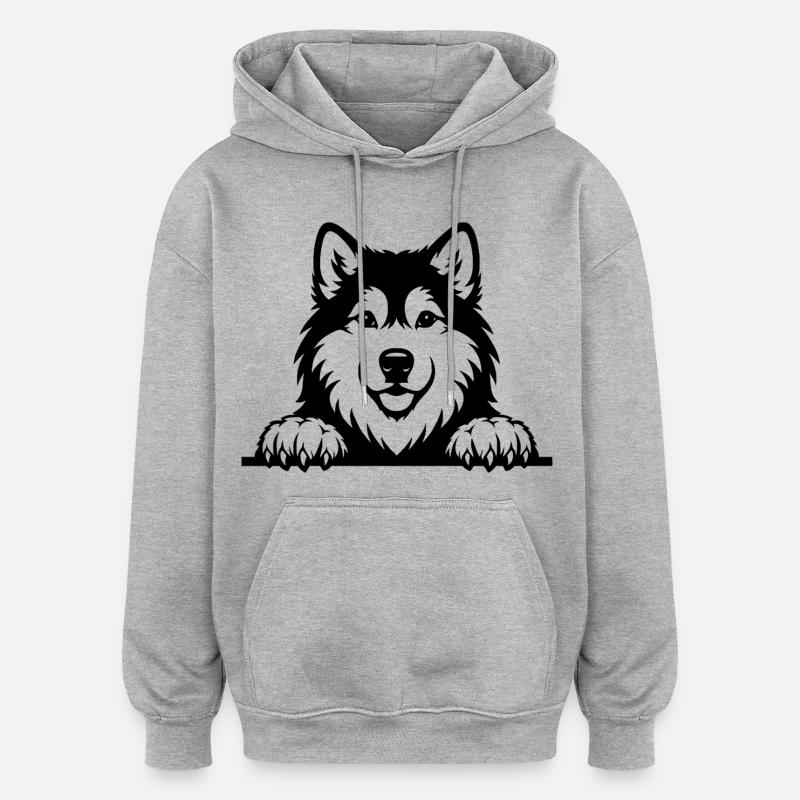 Malamute d’Alaska chiot noir - Sweat à capuche oversize unisexe - gris chiné