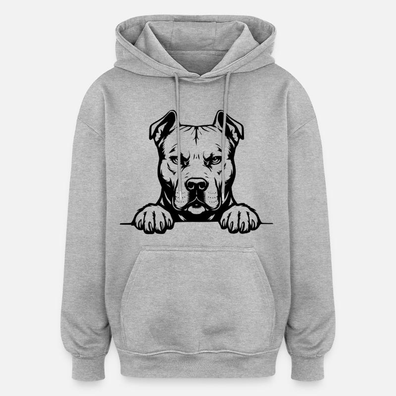 Tête de pitbull avec pattes - Sweat à capuche oversize unisexe - gris chiné
