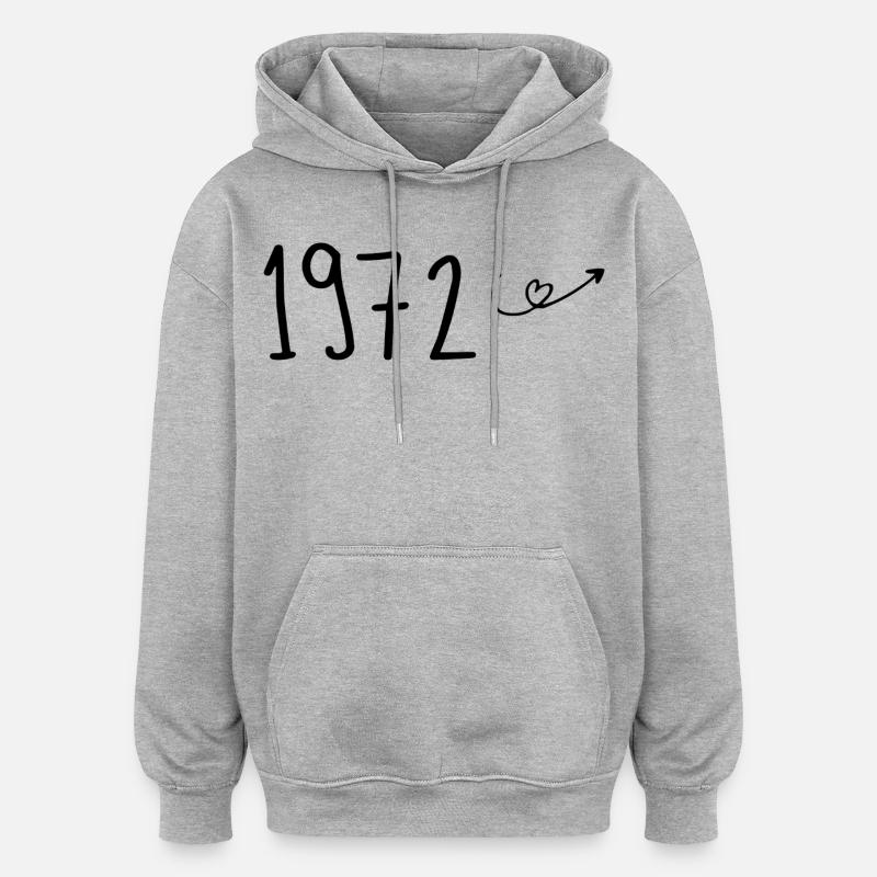 1972 Anniversaire 1972 Retro 1972 - Sweat à capuche oversize unisexe - gris chiné