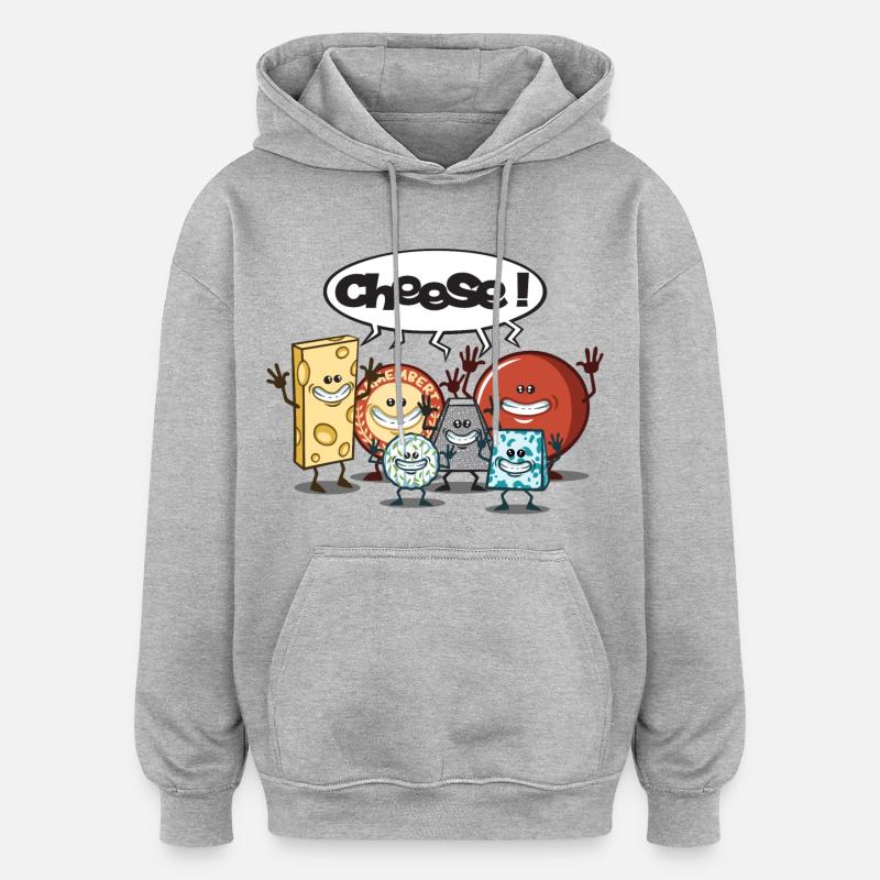 Cheese - Sweat à capuche oversize unisexe - gris chiné