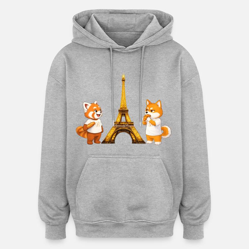 Faul und grummelig in Paris - Oversized Unisex Hoodie - Grau meliert