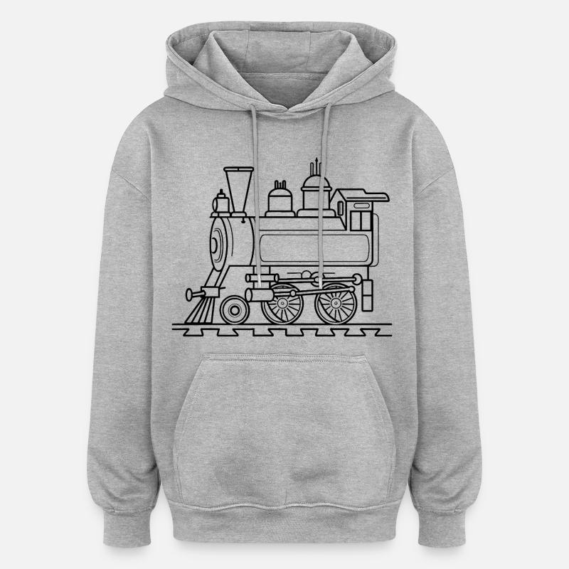 Style de bande dessinée ferroviaire - Sweat à capuche oversize unisexe - gris chiné
