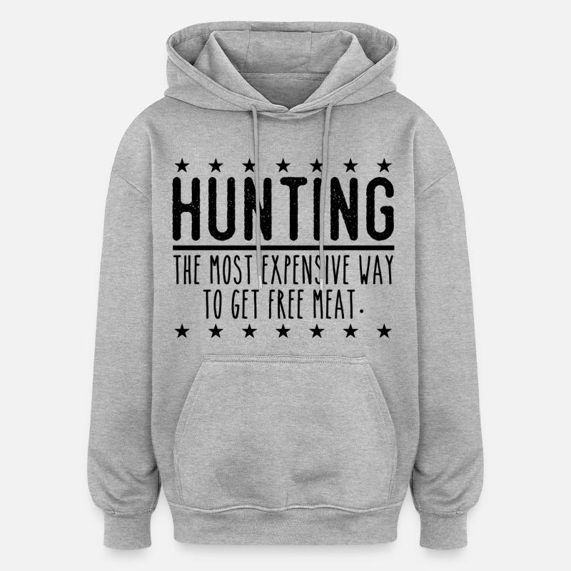 Jäger Lustiger Spruch – Gratis Fleisch Design - Oversized Unisex Hoodie - Grau meliert