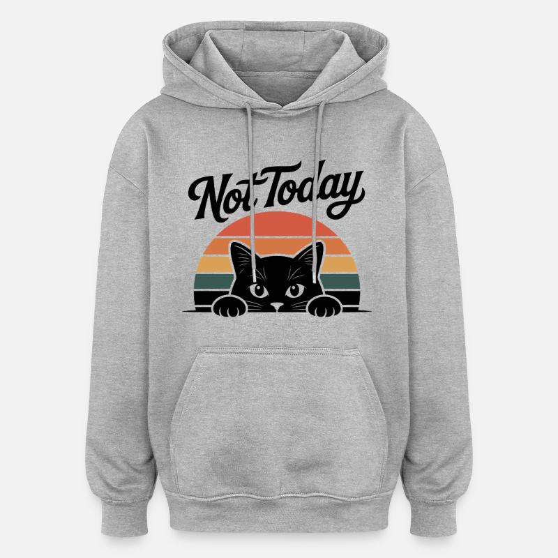 Katzen Retro-Silhouette Not Today - Oversized Unisex Hoodie - Grau meliert