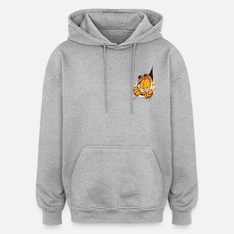 Garfield Voilà Garfield - Sweat à capuche oversize unisexe - gris chiné