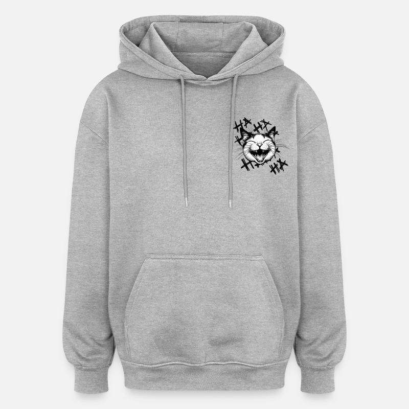 Chat qui 🐈😂 rit - Sweat à capuche oversize unisexe - gris chiné