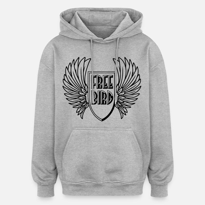 free_bird - Sweat à capuche oversize unisexe - gris chiné