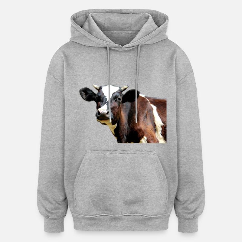Vache - Sweat à capuche oversize unisexe - gris chiné