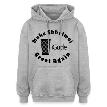 iGude Geripptes Great Again Ebbelwoi - Oversized Unisex Hoodie - Grau meliert - Vorne - Noah (186cm)