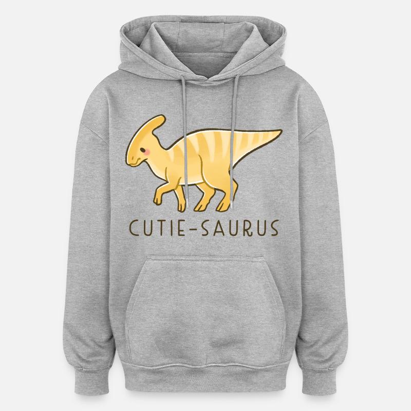 Mignon Dino Cutie-Saurus - Sweat à capuche oversize unisexe - gris chiné