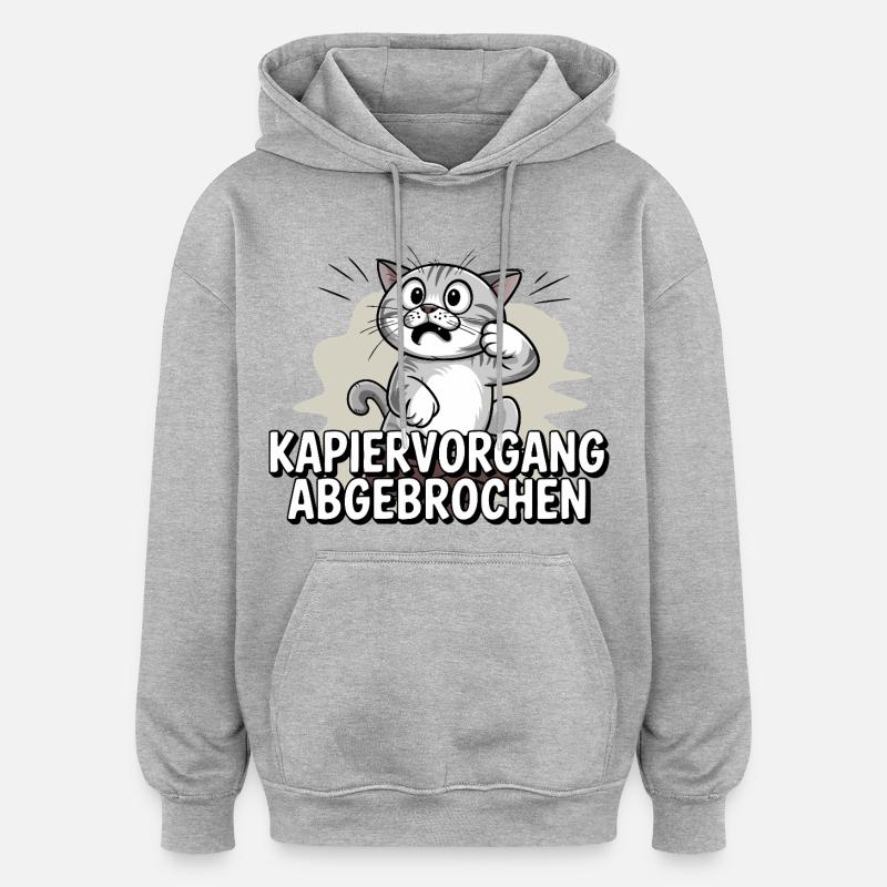 Copying process aborted – cat confused - Oversized Unisex Hoodie - heather grey