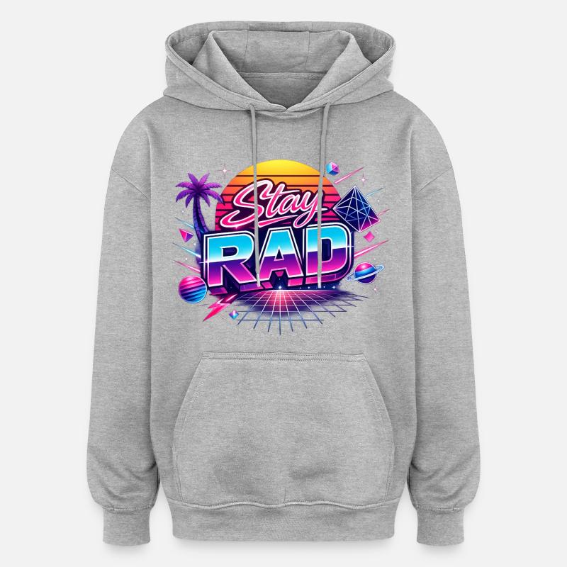 Restez RAD Neon Rétro - Sweat à capuche oversize unisexe - gris chiné