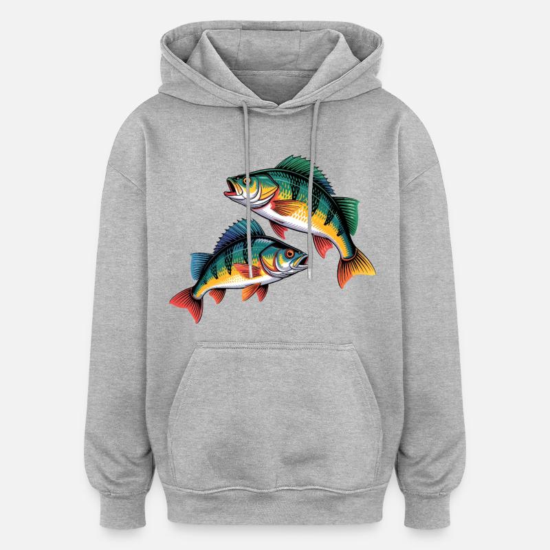 deux perches - Sweat à capuche oversize unisexe - gris chiné